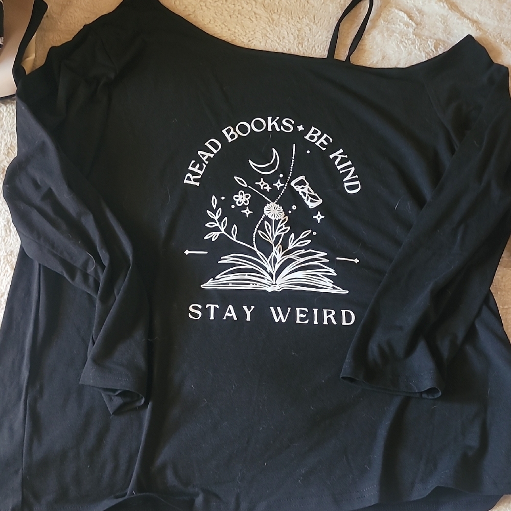 Black Graphic Long Sleeve Top